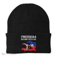Freedom Began With Us Haitian Flag Happy Independence Day Beanie thumb 0