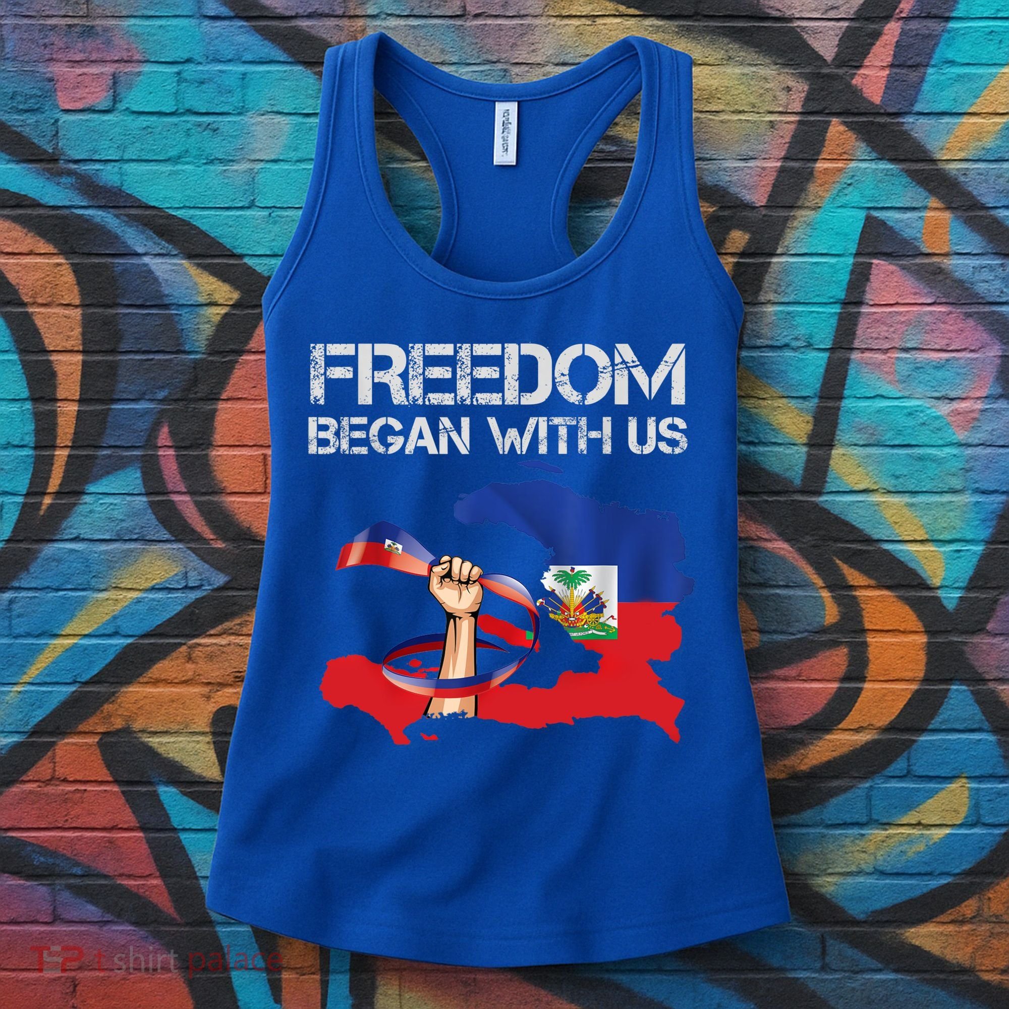 Freedom Began With Us Haitian Flag Happy Independence Day Women's Tank Top