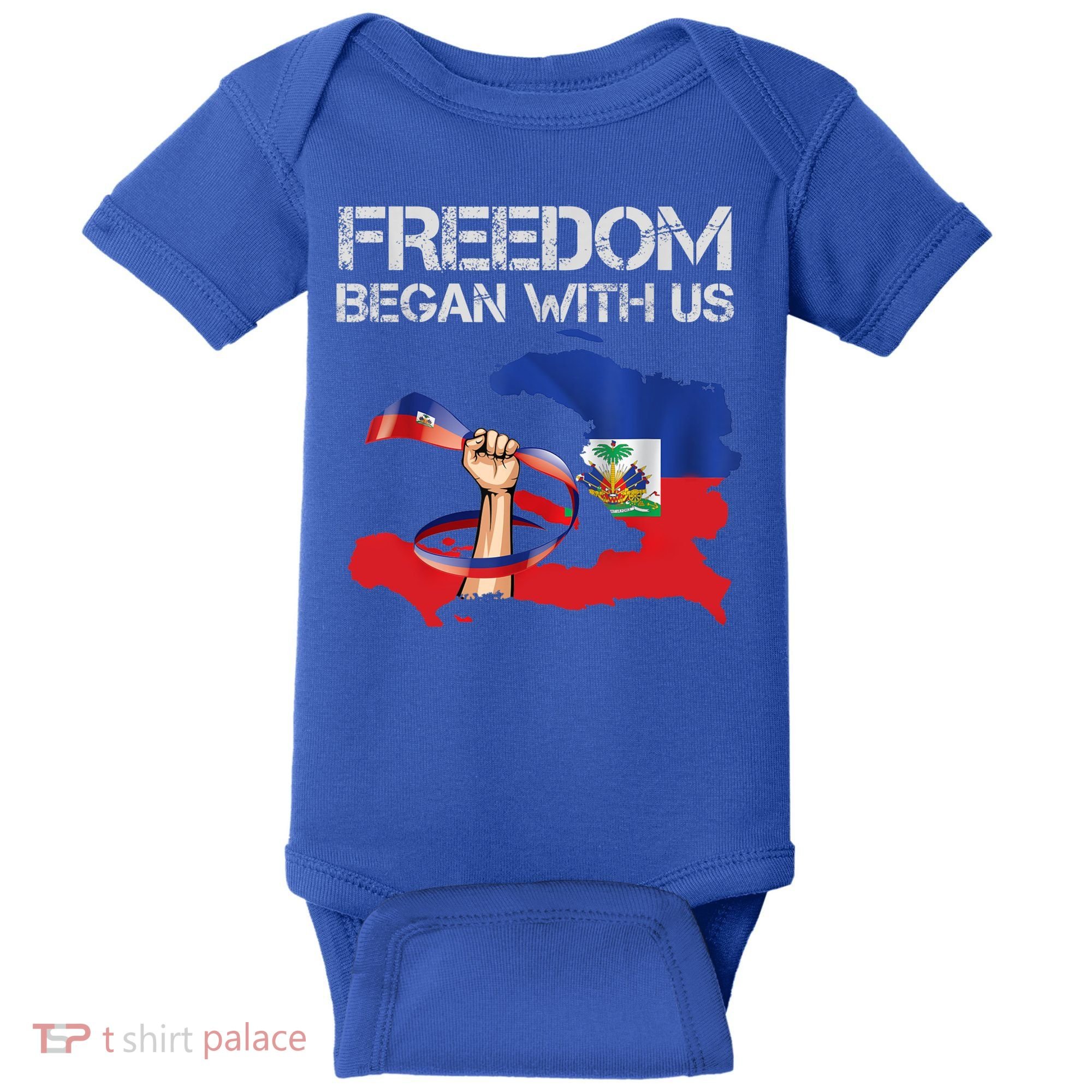 Freedom Began With Us Haitian Flag Happy Independence Day Baby Bodysuit