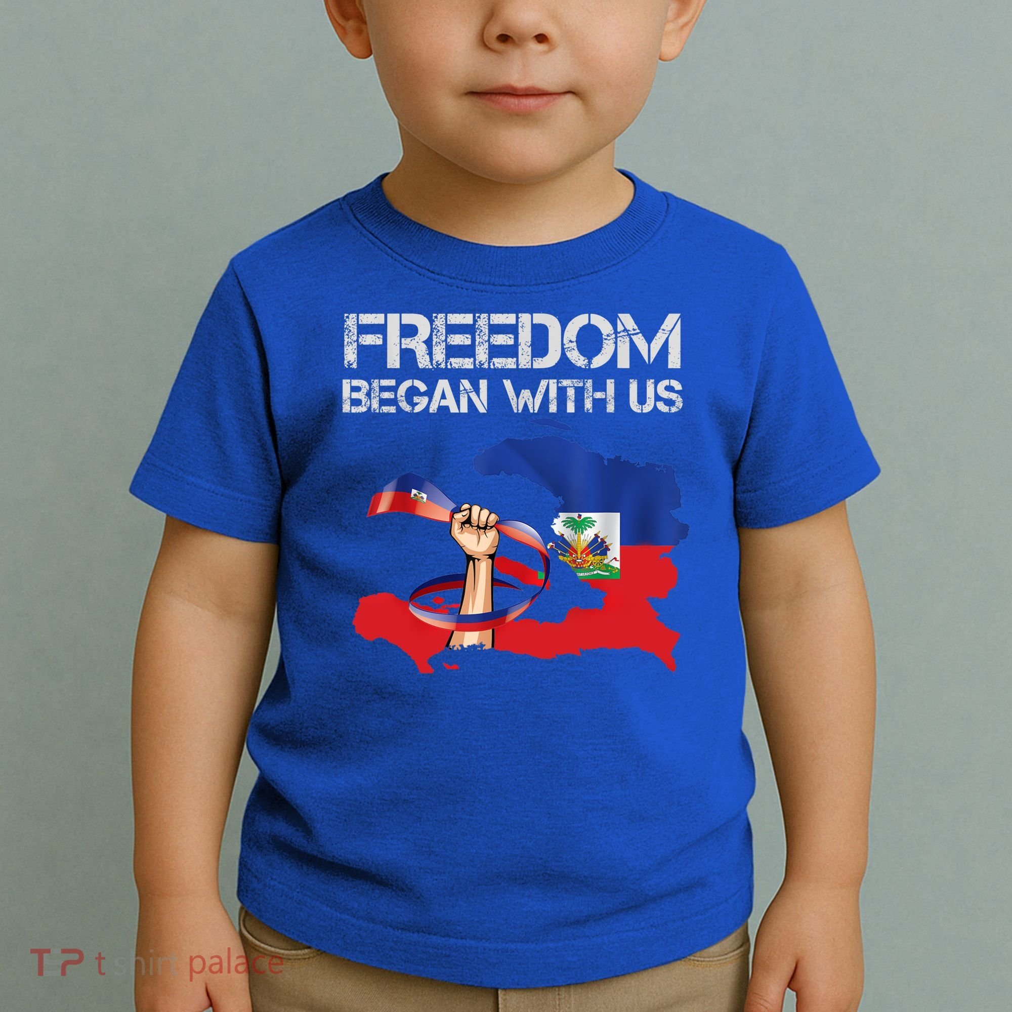 Freedom Began With Us Haitian Flag Happy Independence Day Toddler T-Shirt