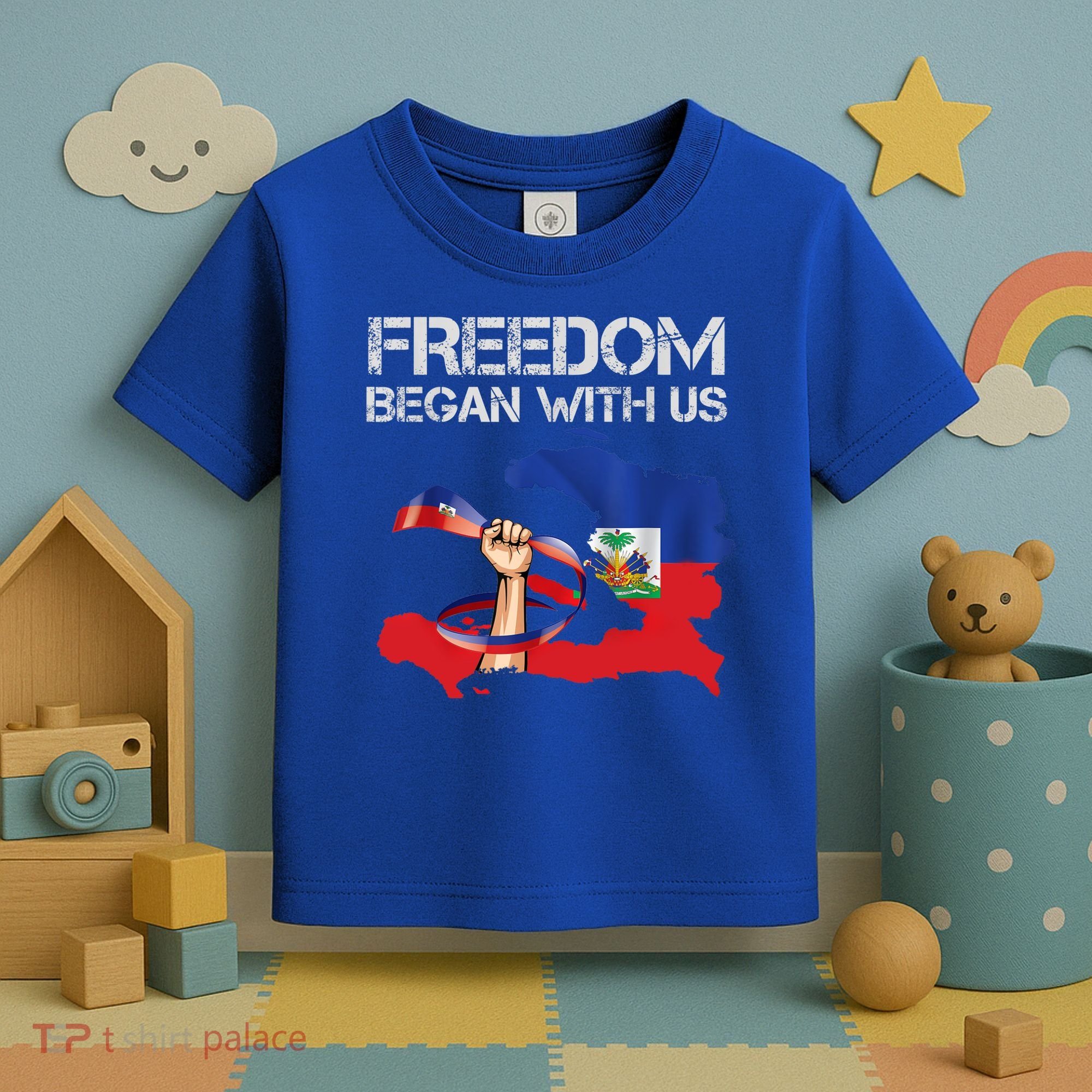 Freedom Began With Us Haitian Flag Happy Independence Day Toddler T-Shirt