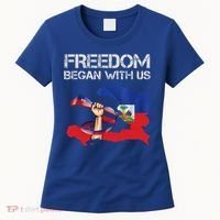 Freedom Began With Us Haitian Flag Happy Independence Day Women's T-Shirt thumb 0