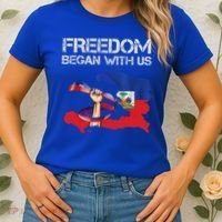 Freedom Began With Us Haitian Flag Happy Independence Day Women's T-Shirt thumb 2