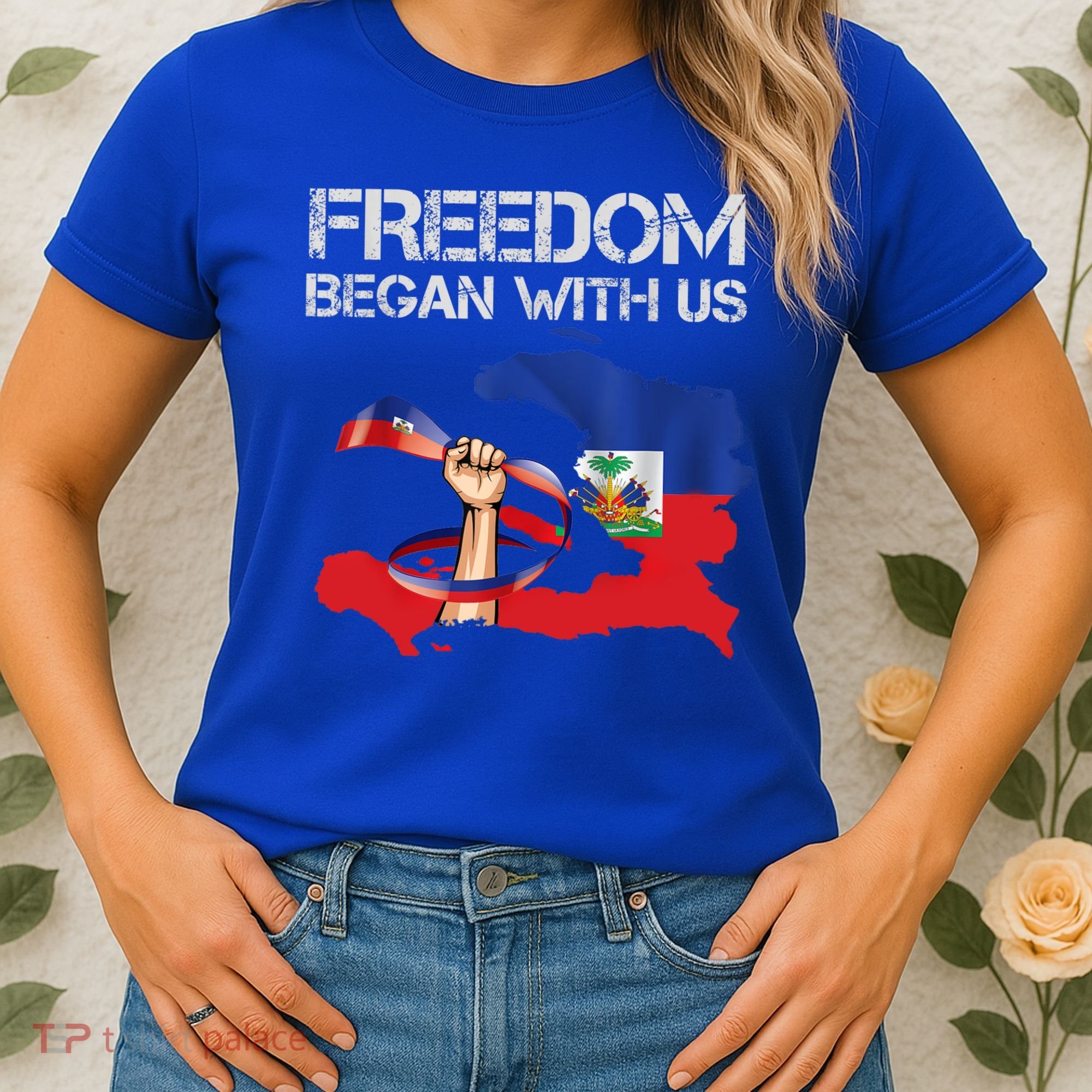 Freedom Began With Us Haitian Flag Happy Independence Day Women's T-Shirt