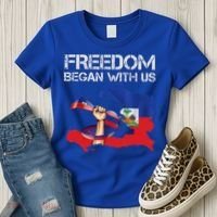 Freedom Began With Us Haitian Flag Happy Independence Day Women's T-Shirt thumb 3
