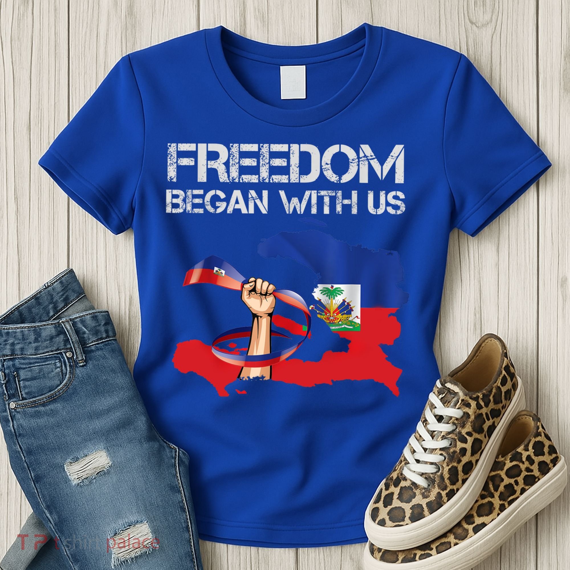 Freedom Began With Us Haitian Flag Happy Independence Day Women's T-Shirt