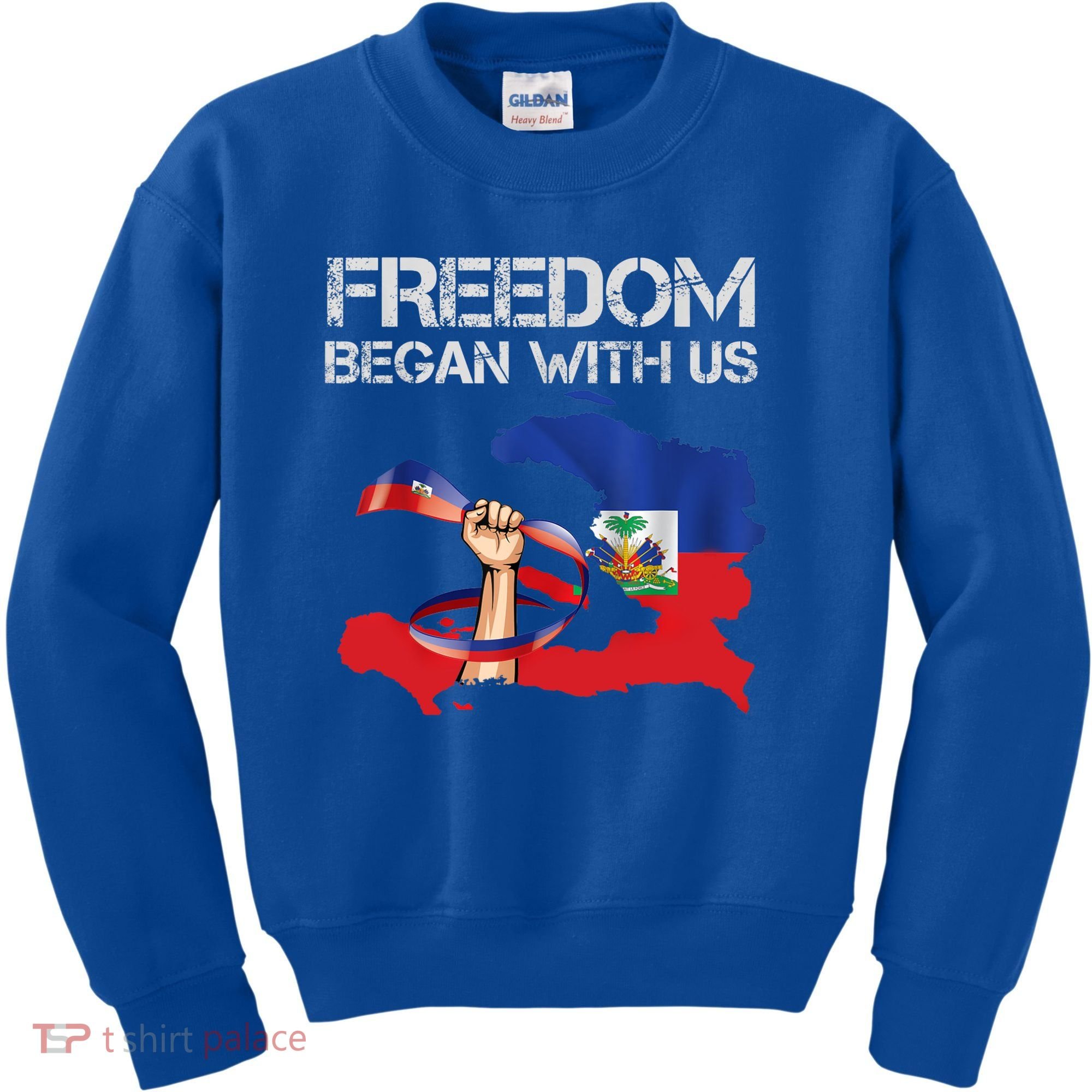Freedom Began With Us Haitian Flag Happy Independence Day Kids Sweatshirt