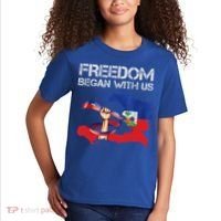 Freedom Began With Us Haitian Flag Happy Independence Day Kids T-Shirt thumb 2