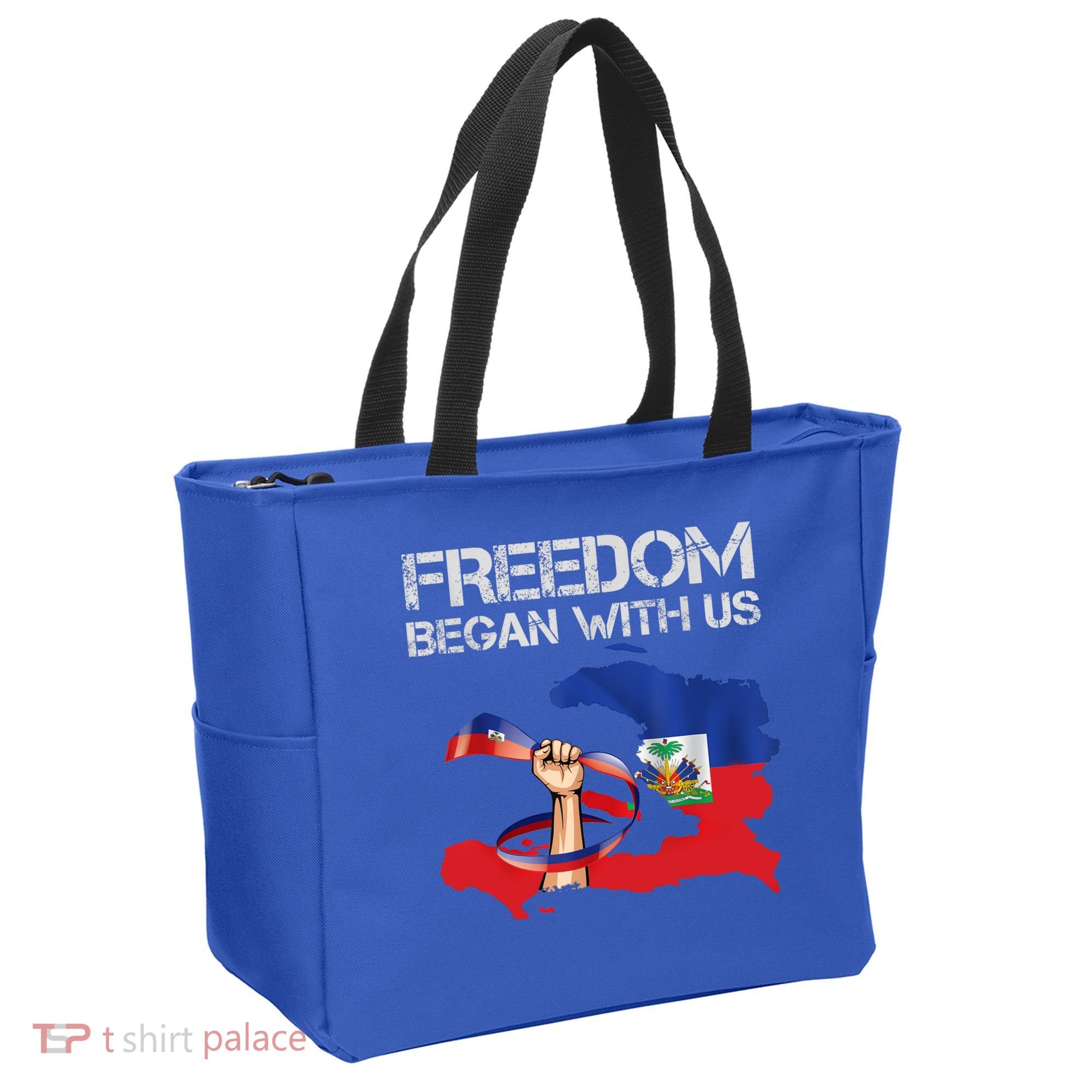 Freedom Began With Us Haitian Flag Happy Independence Day Tote Bag