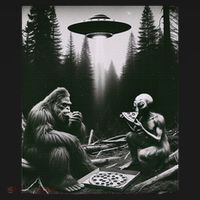 Funny Bigfoot With Alien Eating Pizza. Bigfoot And Alien Ufo Women's Tank Top thumb 5