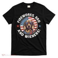 Fireworks BBQ & wieners Funny Weiner Dog July 4th Dachshund T-Shirt thumb 0