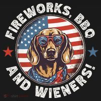 Fireworks BBQ & wieners Funny Weiner Dog July 4th Dachshund Women's Hoodie thumb 2