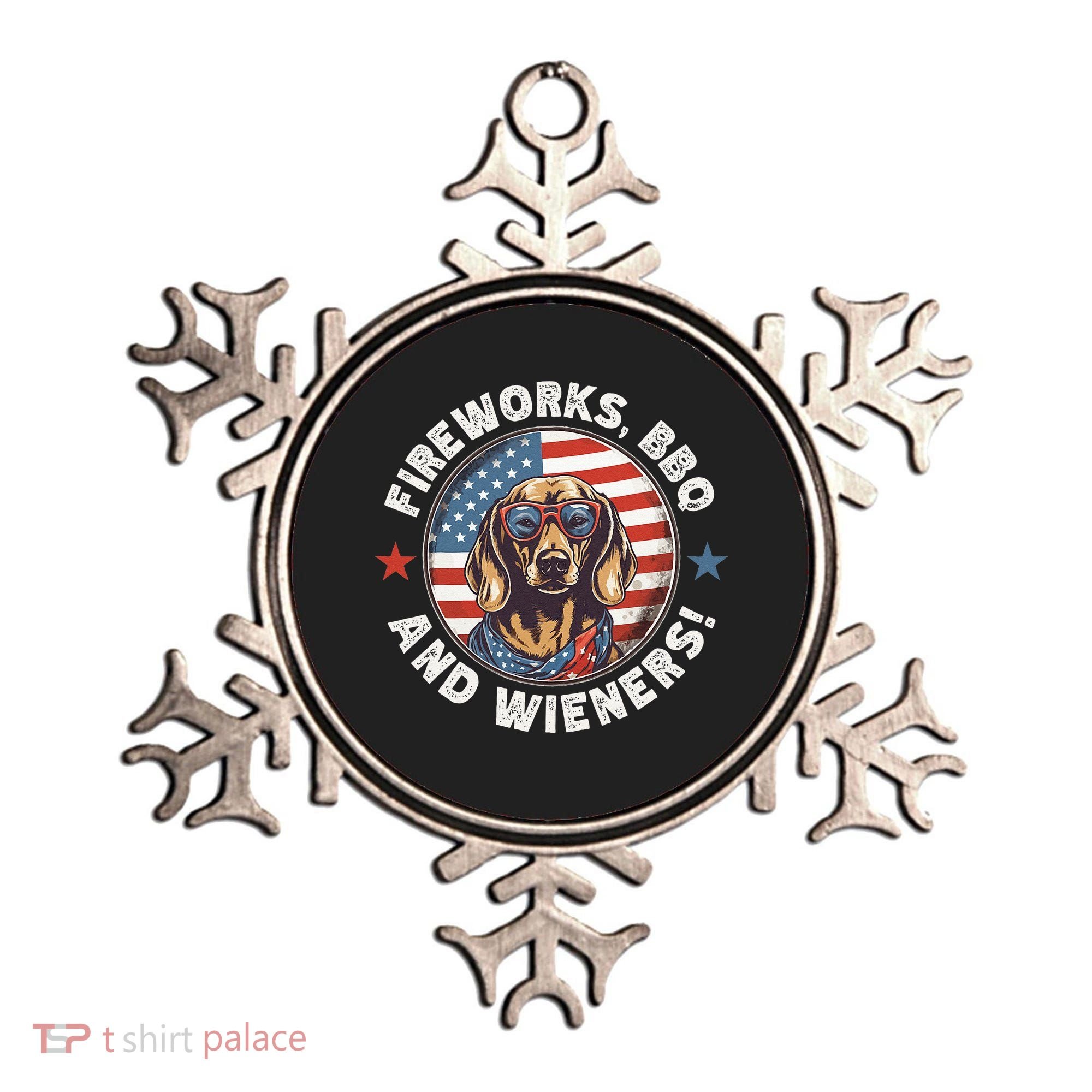 Fireworks BBQ & wieners Funny Weiner Dog July 4th Dachshund Ornament