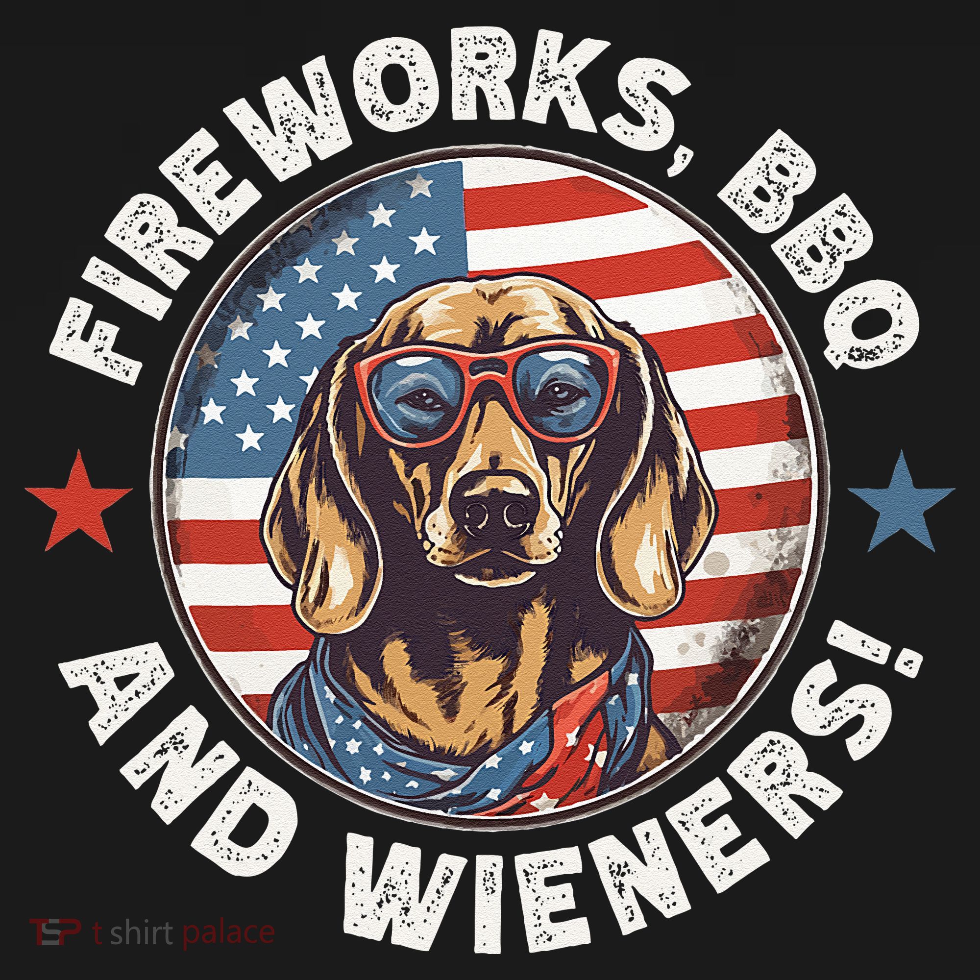Fireworks BBQ & wieners Funny Weiner Dog July 4th Dachshund Ornament