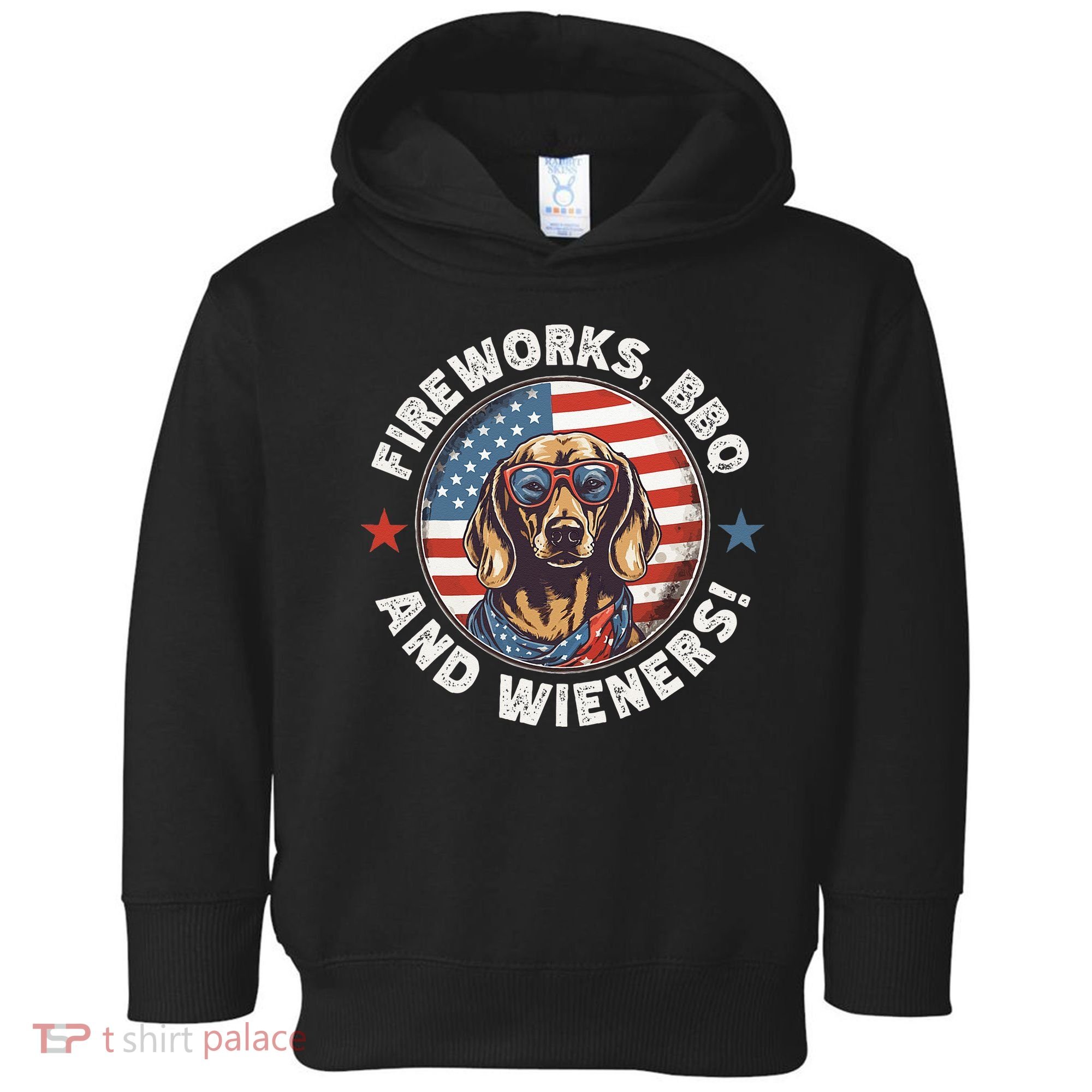 Fireworks BBQ & wieners Funny Weiner Dog July 4th Dachshund Toddler Hoodie