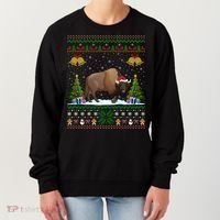 Funny Bison Xmas Gift Santa Hat Ugly Bison Christmas Cute Gift Women's Sweatshirt thumb 0