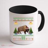Funny Bison Xmas Gift Santa Hat Ugly Bison Christmas Cute Gift Coffee Mug thumb 1