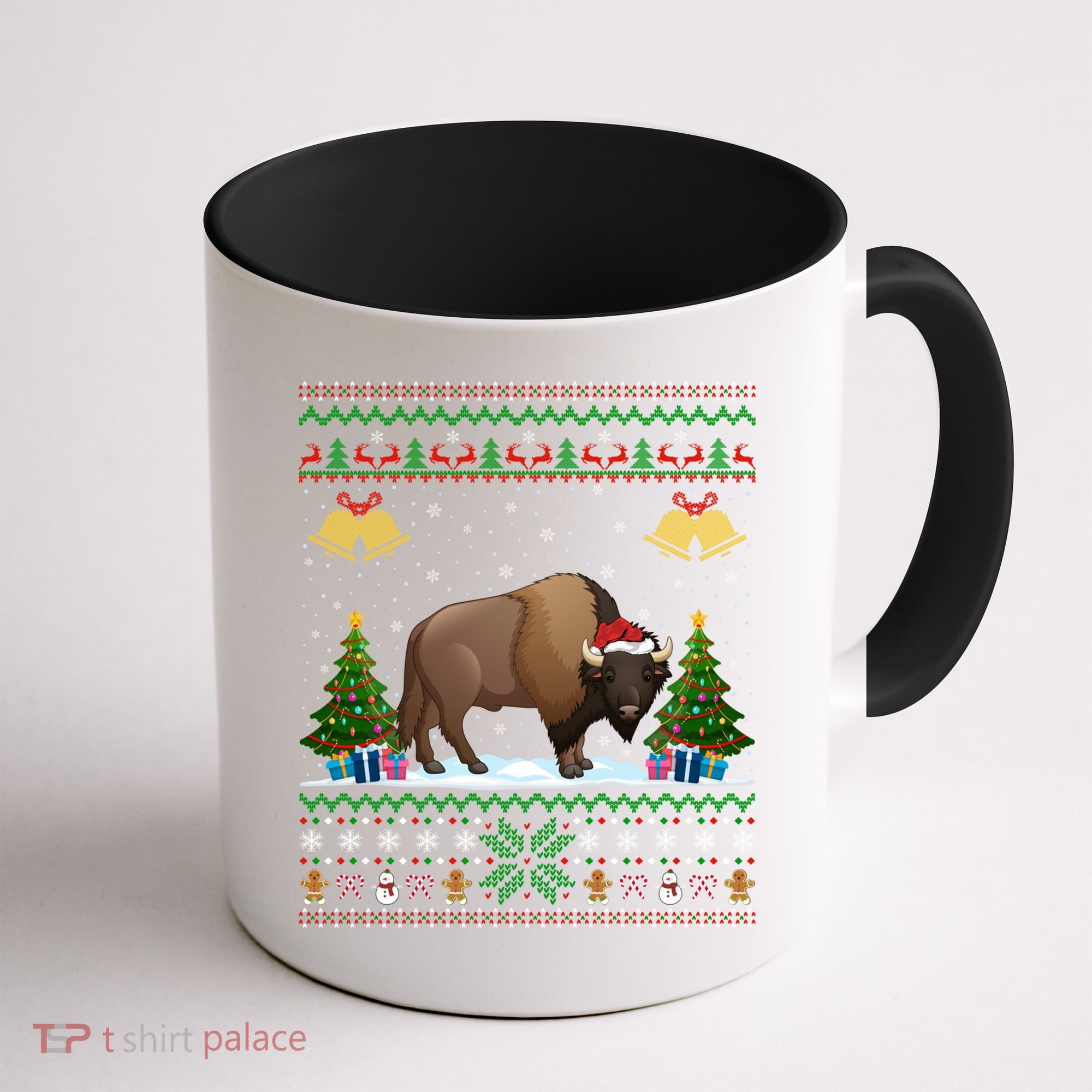 Funny Bison Xmas Gift Santa Hat Ugly Bison Christmas Cute Gift Coffee Mug