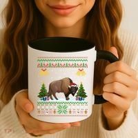 Funny Bison Xmas Gift Santa Hat Ugly Bison Christmas Cute Gift Coffee Mug thumb 3