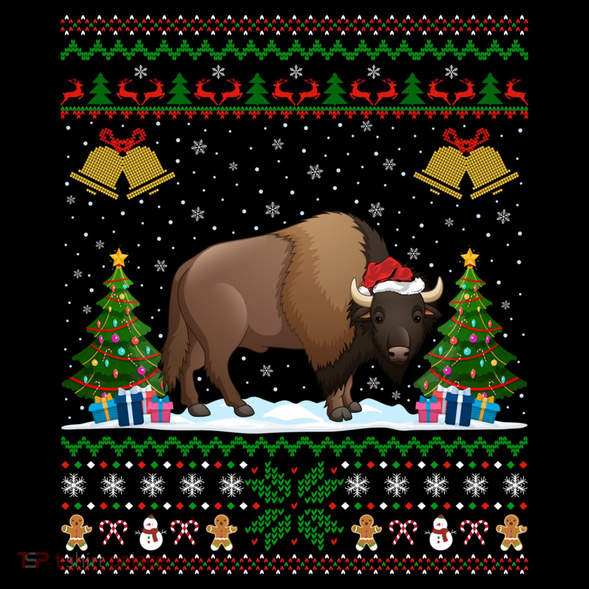 Funny Bison Xmas Gift Santa Hat Ugly Bison Christmas Cute Gift Coffee Mug