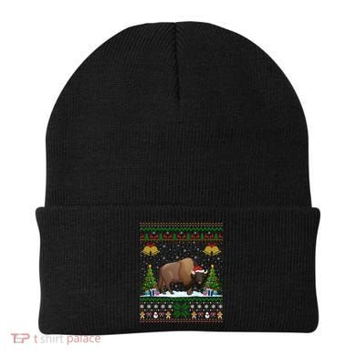 Funny Bison Xmas Gift Santa Hat Ugly Bison Christmas Cute Gift Beanie