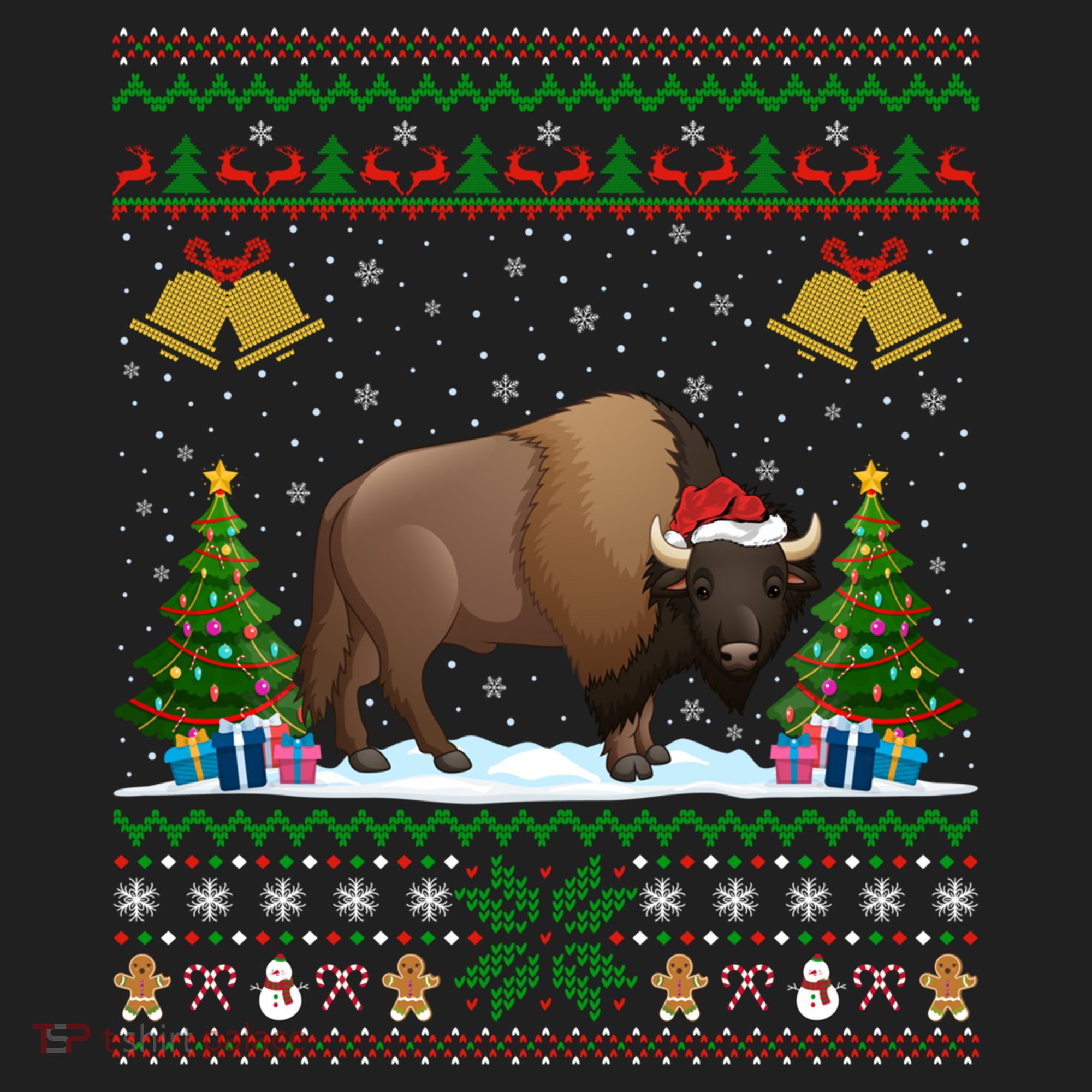 Funny Bison Xmas Gift Santa Hat Ugly Bison Christmas Cute Gift Beanie