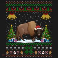 Funny Bison Xmas Gift Santa Hat Ugly Bison Christmas Cute Gift Women's Hoodie thumb 2