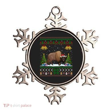 Funny Bison Xmas Gift Santa Hat Ugly Bison Christmas Cute Gift Ornament
