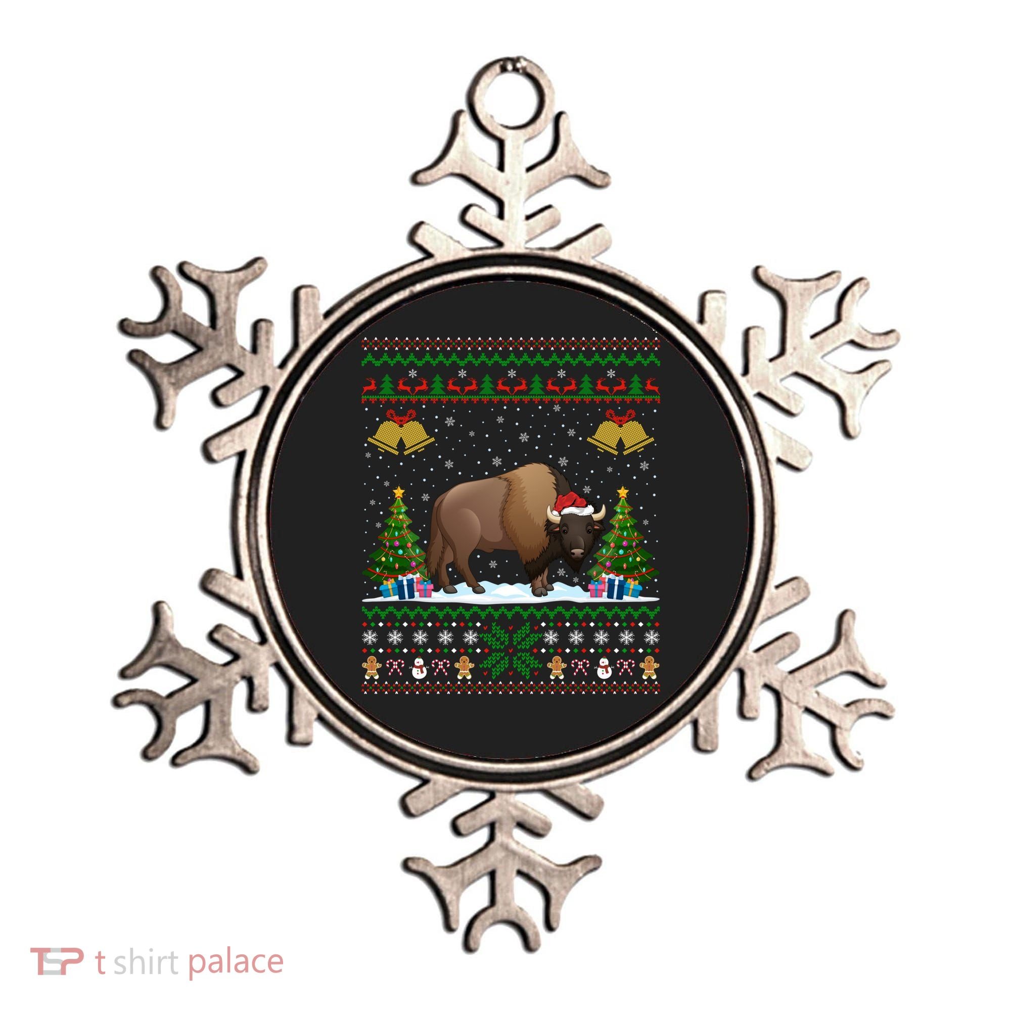 Funny Bison Xmas Gift Santa Hat Ugly Bison Christmas Cute Gift Ornament
