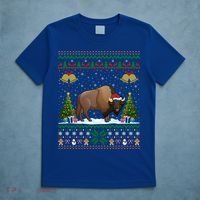 Funny Bison Xmas Gift Santa Hat Ugly Bison Christmas Cute Gift T-Shirt thumb 5