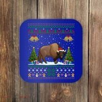 Funny Bison Xmas Gift Santa Hat Ugly Bison Christmas Cute Gift Coaster thumb 0
