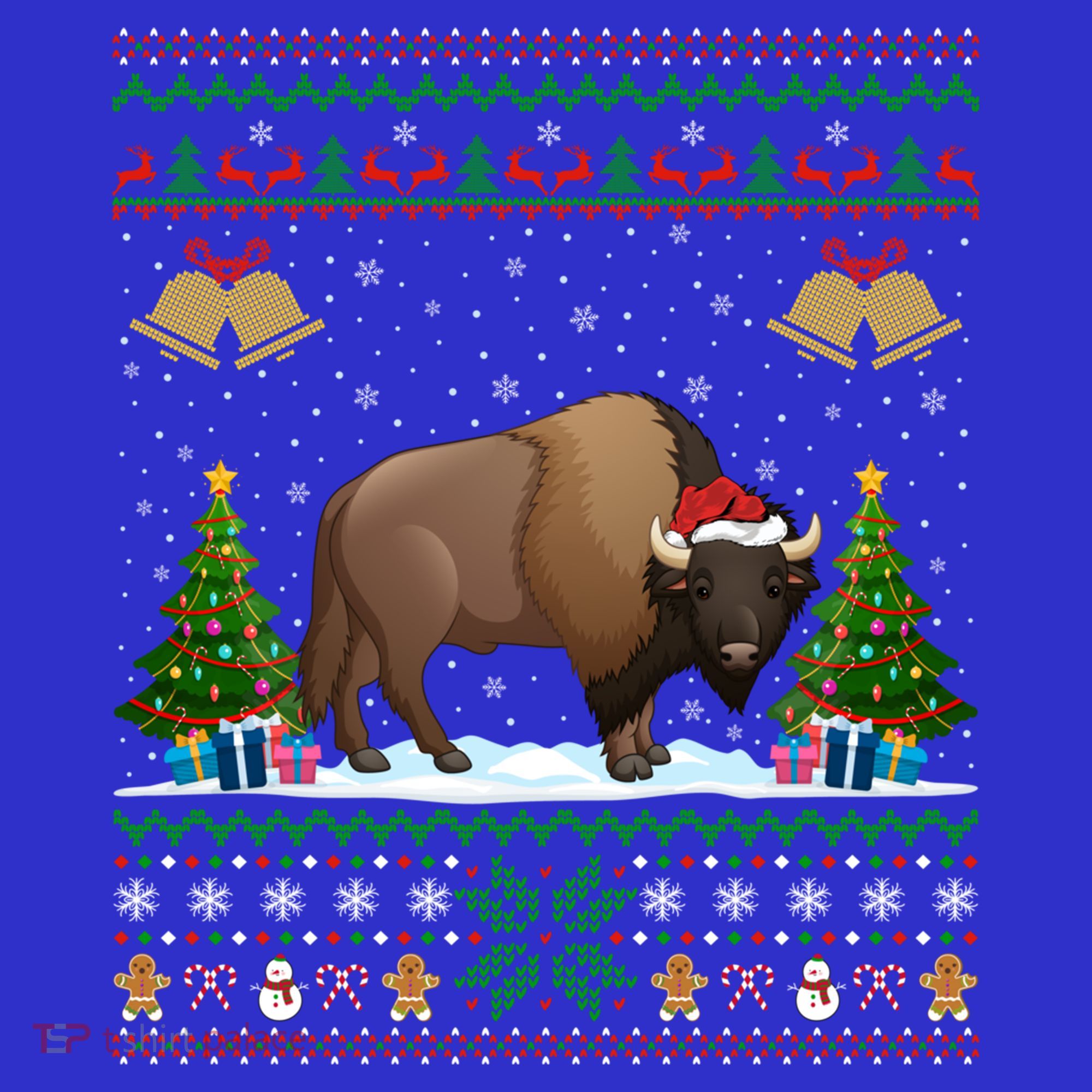 Funny Bison Xmas Gift Santa Hat Ugly Bison Christmas Cute Gift Women's Tank Top