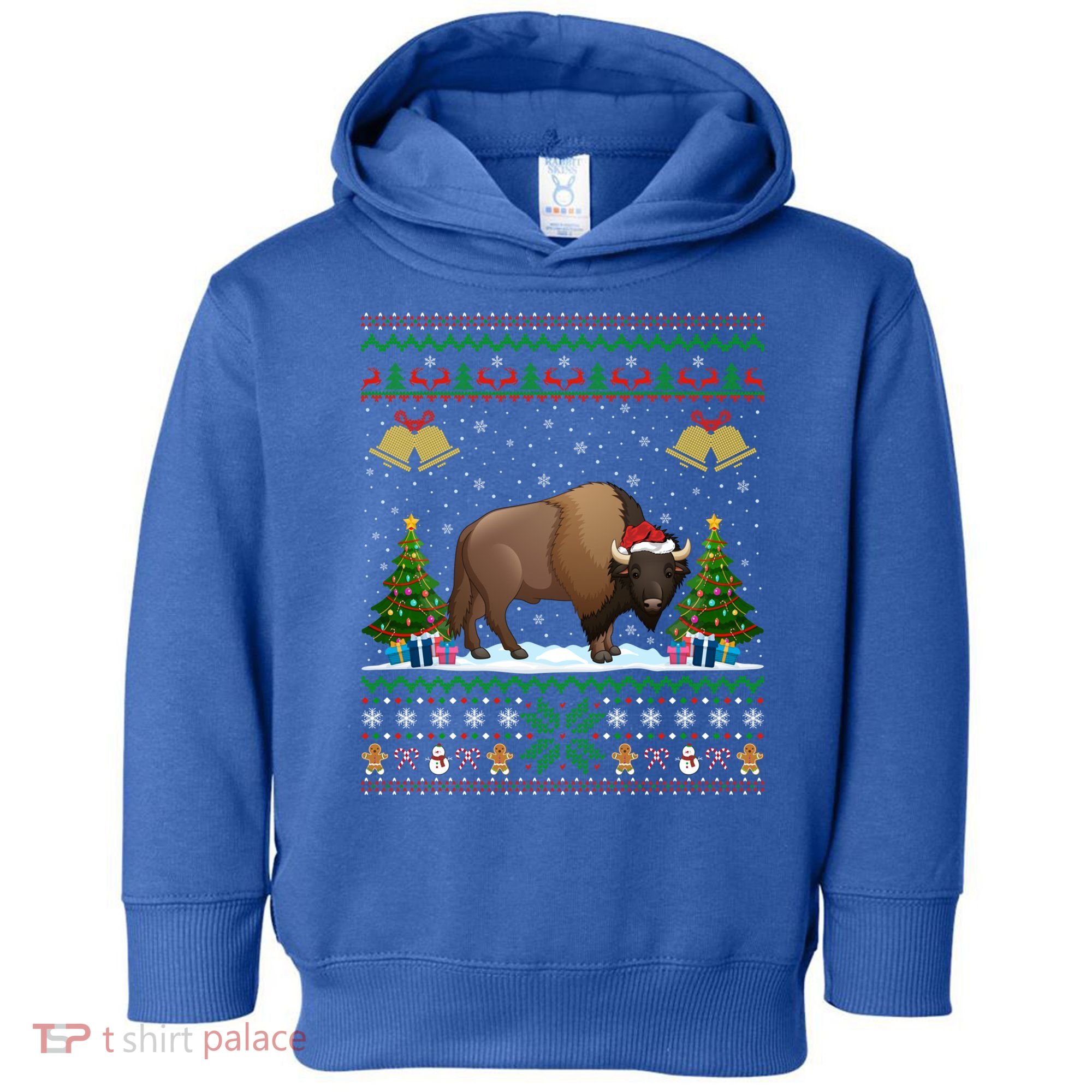 Funny Bison Xmas Gift Santa Hat Ugly Bison Christmas Cute Gift Toddler Hoodie