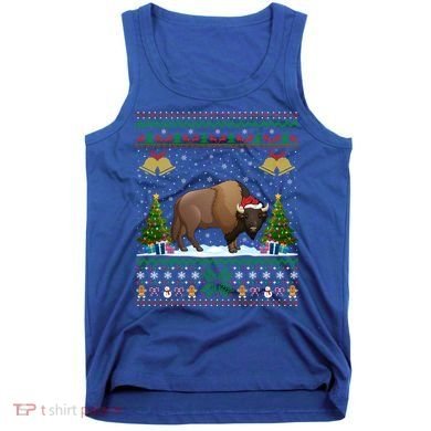 Funny Bison Xmas Gift Santa Hat Ugly Bison Christmas Cute Gift Tank Top