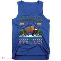 Funny Bison Xmas Gift Santa Hat Ugly Bison Christmas Cute Gift Tank Top thumb 0