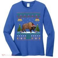 Funny Bison Xmas Gift Santa Hat Ugly Bison Christmas Cute Gift Women's Long Sleeve Shirt thumb 0