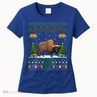 Funny Bison Xmas Gift Santa Hat Ugly Bison Christmas Cute Gift Women's T-Shirt thumb 0