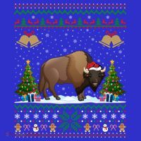 Funny Bison Xmas Gift Santa Hat Ugly Bison Christmas Cute Gift Women's T-Shirt thumb 6