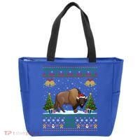 Funny Bison Xmas Gift Santa Hat Ugly Bison Christmas Cute Gift Tote Bag thumb 0