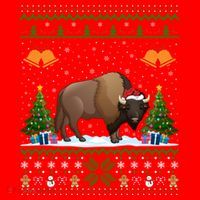 Funny Bison Xmas Gift Santa Hat Ugly Bison Christmas Cute Gift Santa Hat thumb 1