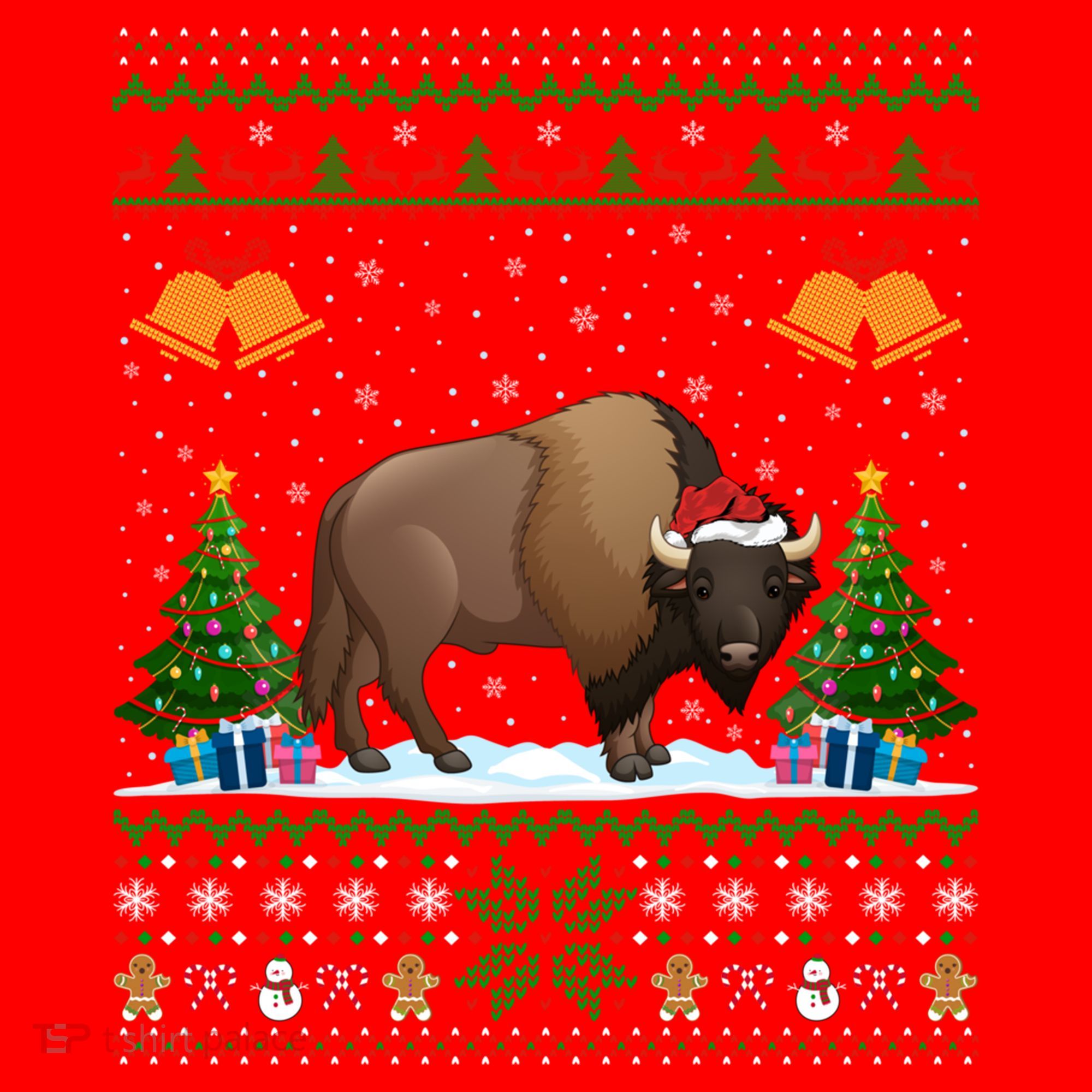 Funny Bison Xmas Gift Santa Hat Ugly Bison Christmas Cute Gift Santa Hat