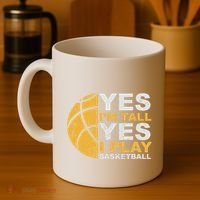 Funny Basketball Yes IM Tall Basketball Player Gift Coffee Mug thumb 4