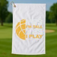 Funny Basketball Yes IM Tall Basketball Player Gift Golf Towel thumb 1