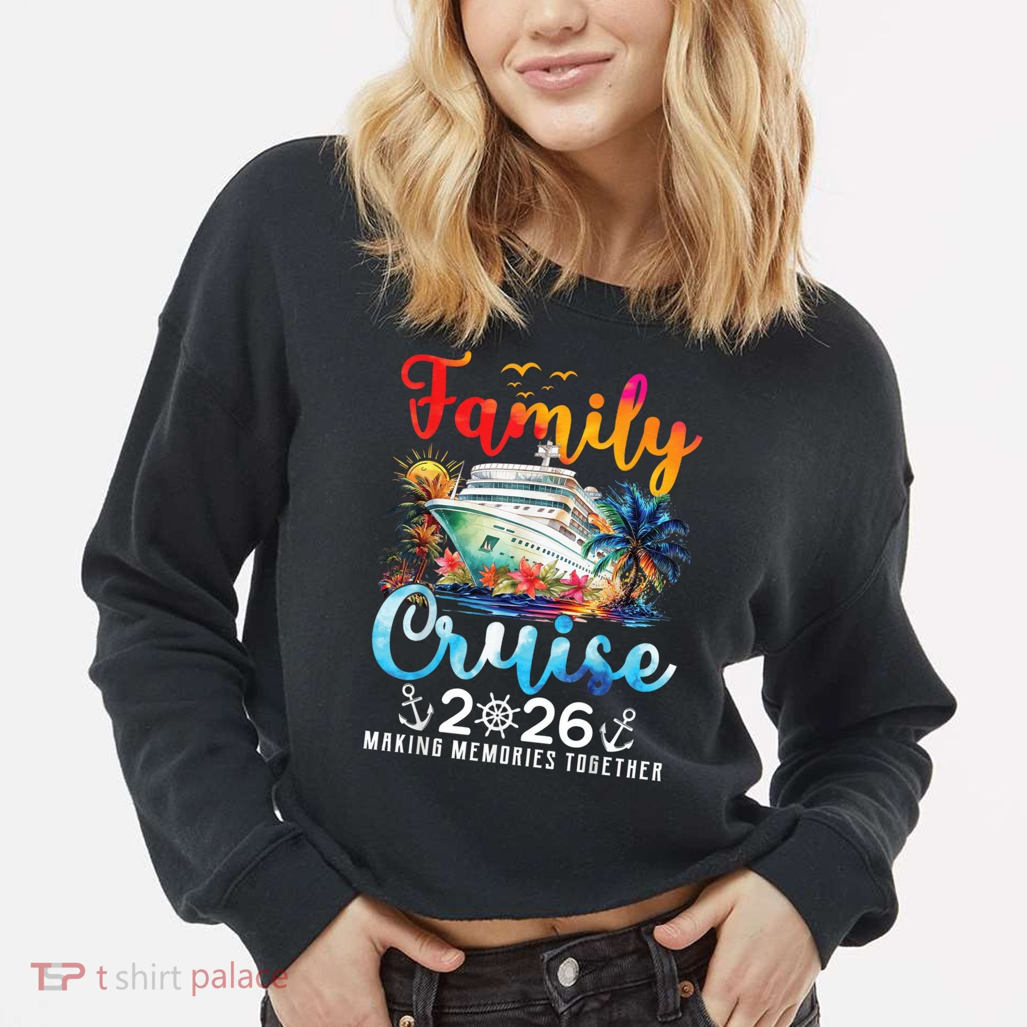 Family Cruise 2026 Making Memories Together Cropped Pullover Crew