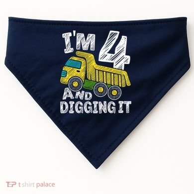 Four Construction 4th Birthday Gifts Fourth Boy 4 Years Old USA-Made Doggie Bandana