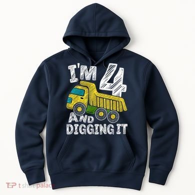 Four Construction 4th Birthday Gifts Fourth Boy 4 Years Old Hoodie
