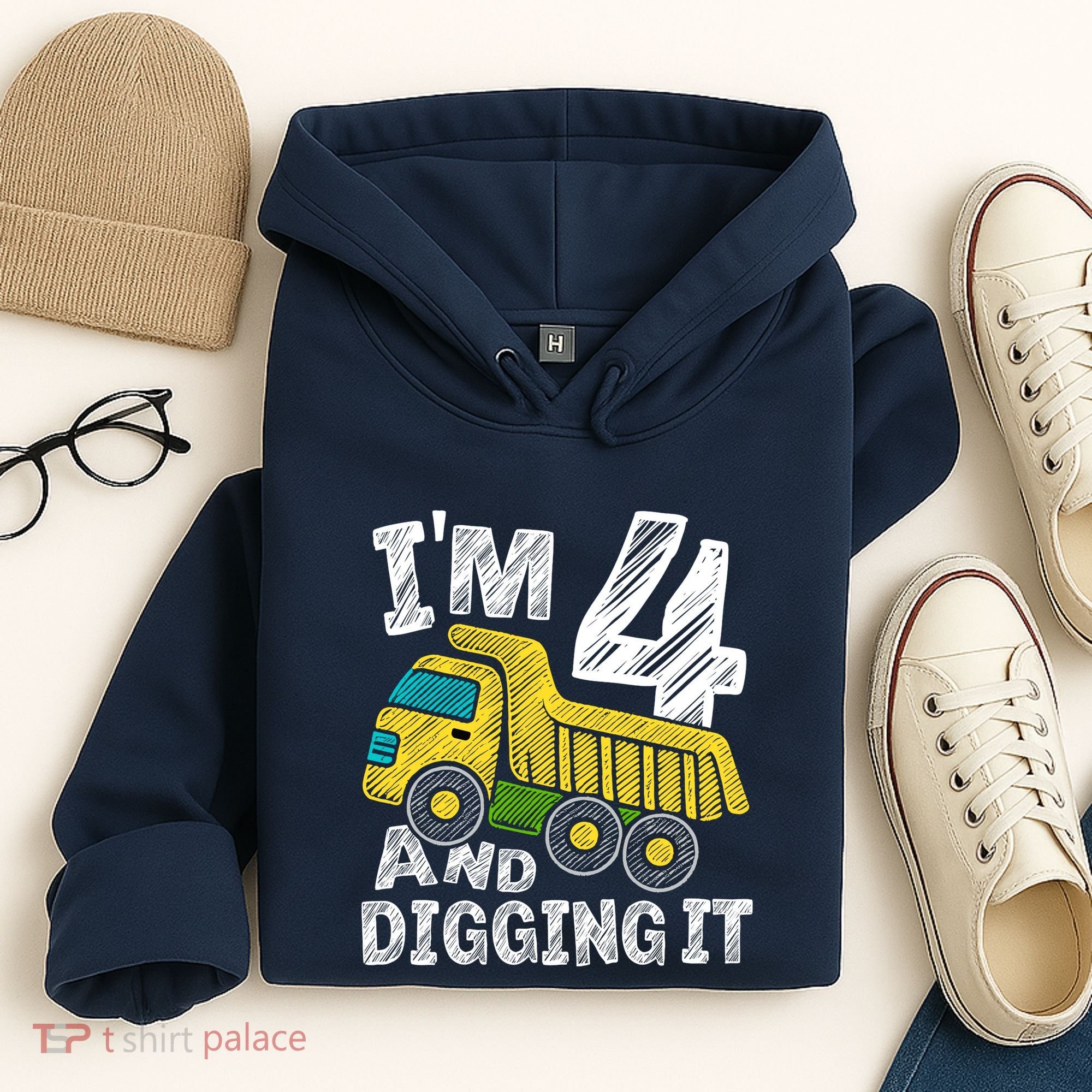 Four Construction 4th Birthday Gifts Fourth Boy 4 Years Old Hoodie