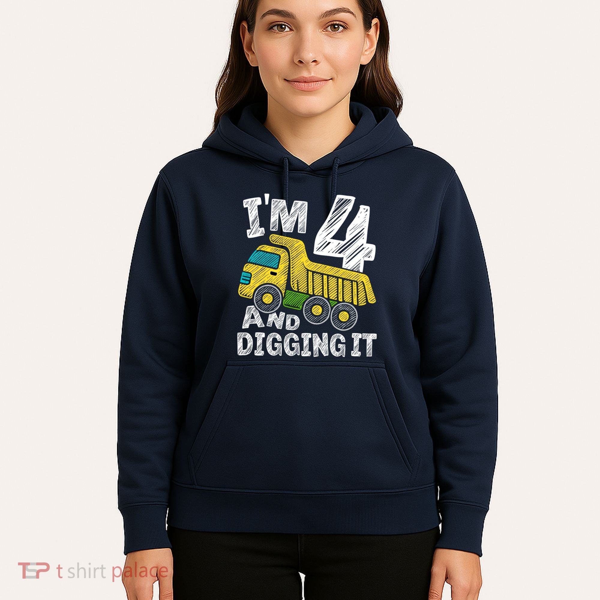 Four Construction 4th Birthday Gifts Fourth Boy 4 Years Old Hoodie