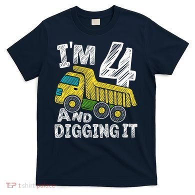 Four Construction 4th Birthday Gifts Fourth Boy 4 Years Old T-Shirt