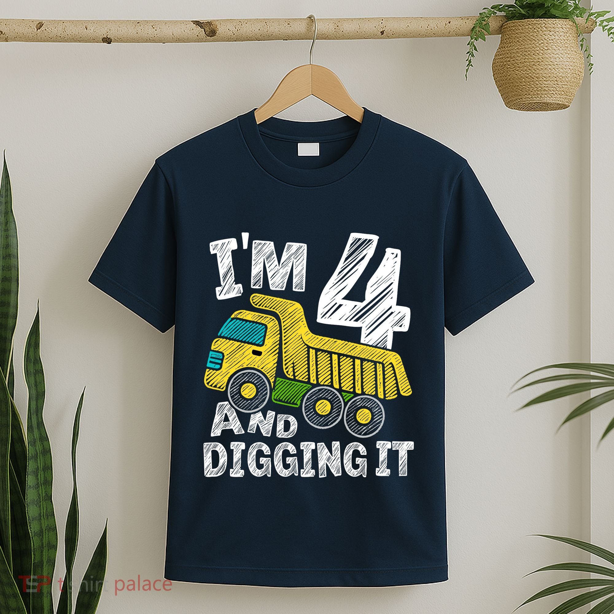 Four Construction 4th Birthday Gifts Fourth Boy 4 Years Old T-Shirt